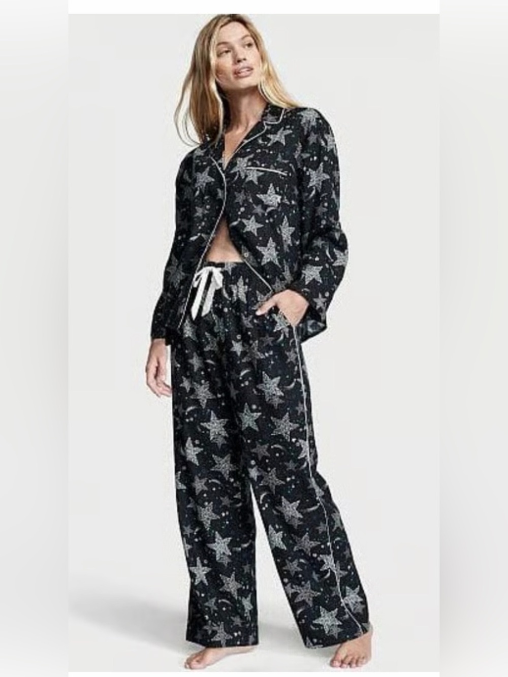 Victoria's Secret PINK Two-Piece, Long-Sleeve Celestial Pajama Set - Sz Large